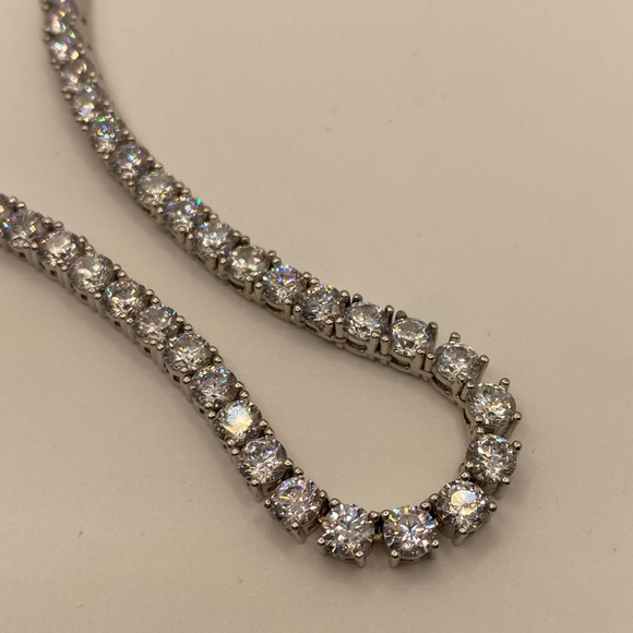 Moissanite Choker Necklace 16” Sterling Silver 925- 28.45 Grams - Picture 3 of 8